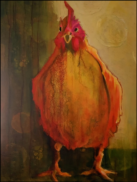Cosmic Chicken, painting by Phyllis Charles