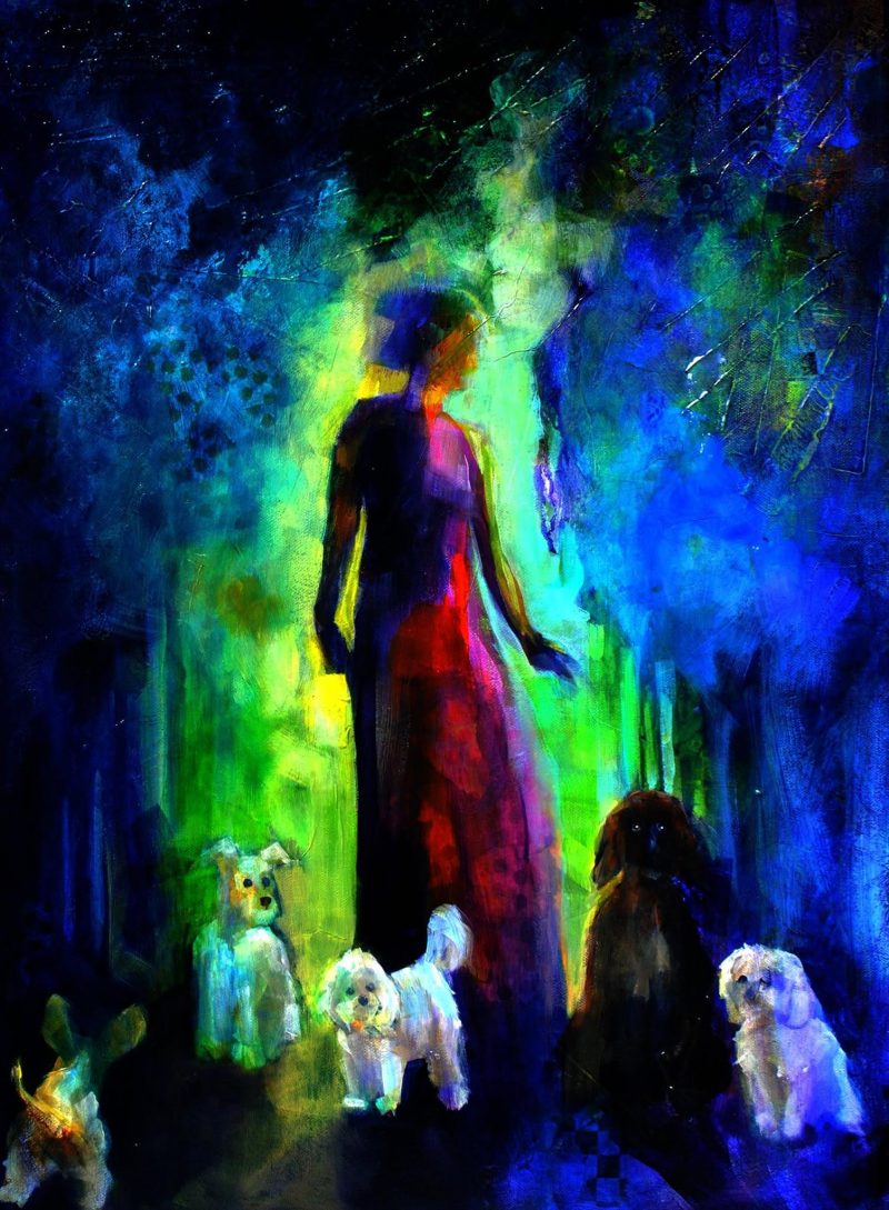 Dog Woman, painting by Phyllis Charles