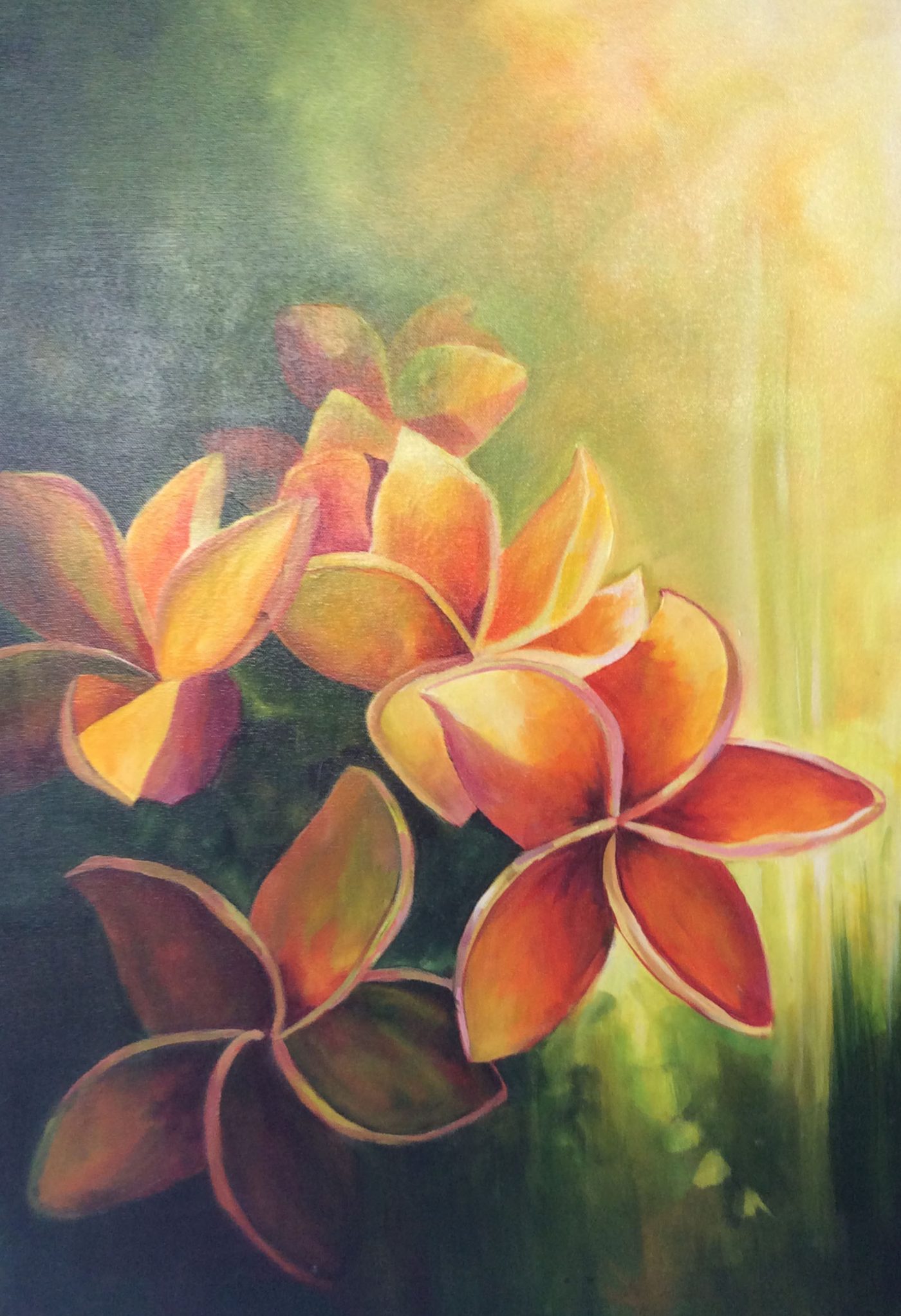 Frangipani, painting by Phyllis Charles
