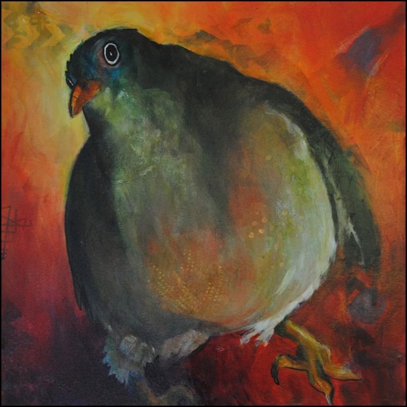 It’s that Pearly Eyed Thrasher Again!, painting by Phyllis Charles