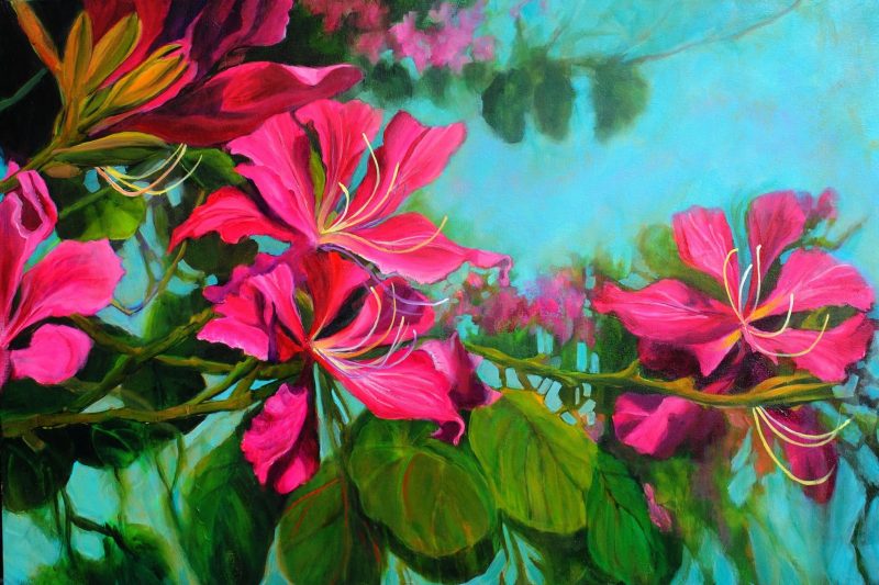 Pink Poor Man’s Orchid, painting by Phyllis Charles