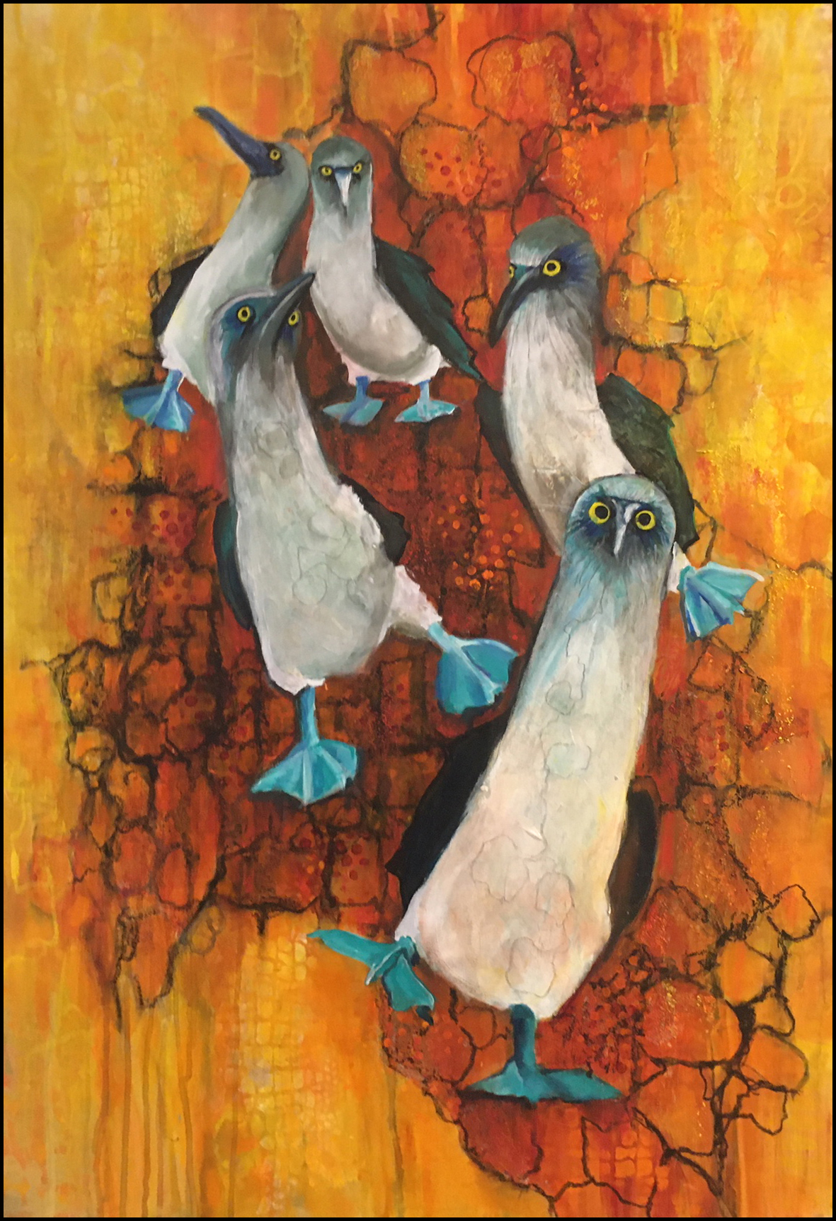 Blue Foot Boogie2, painting by Phyllis Charles