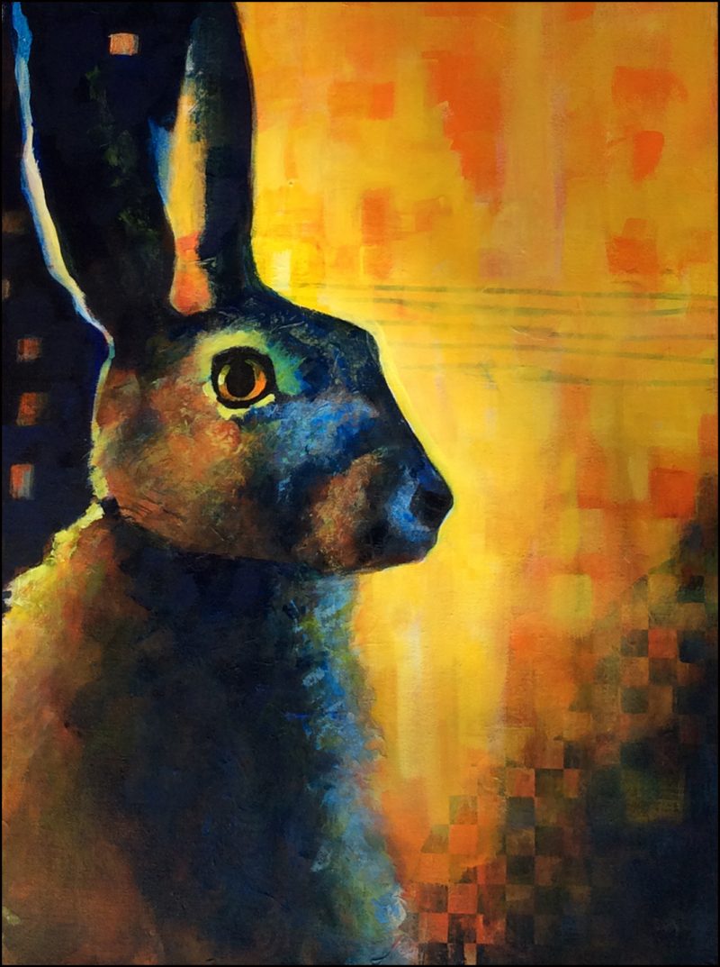 Checking for Pickle, painting by Phyllis Charles