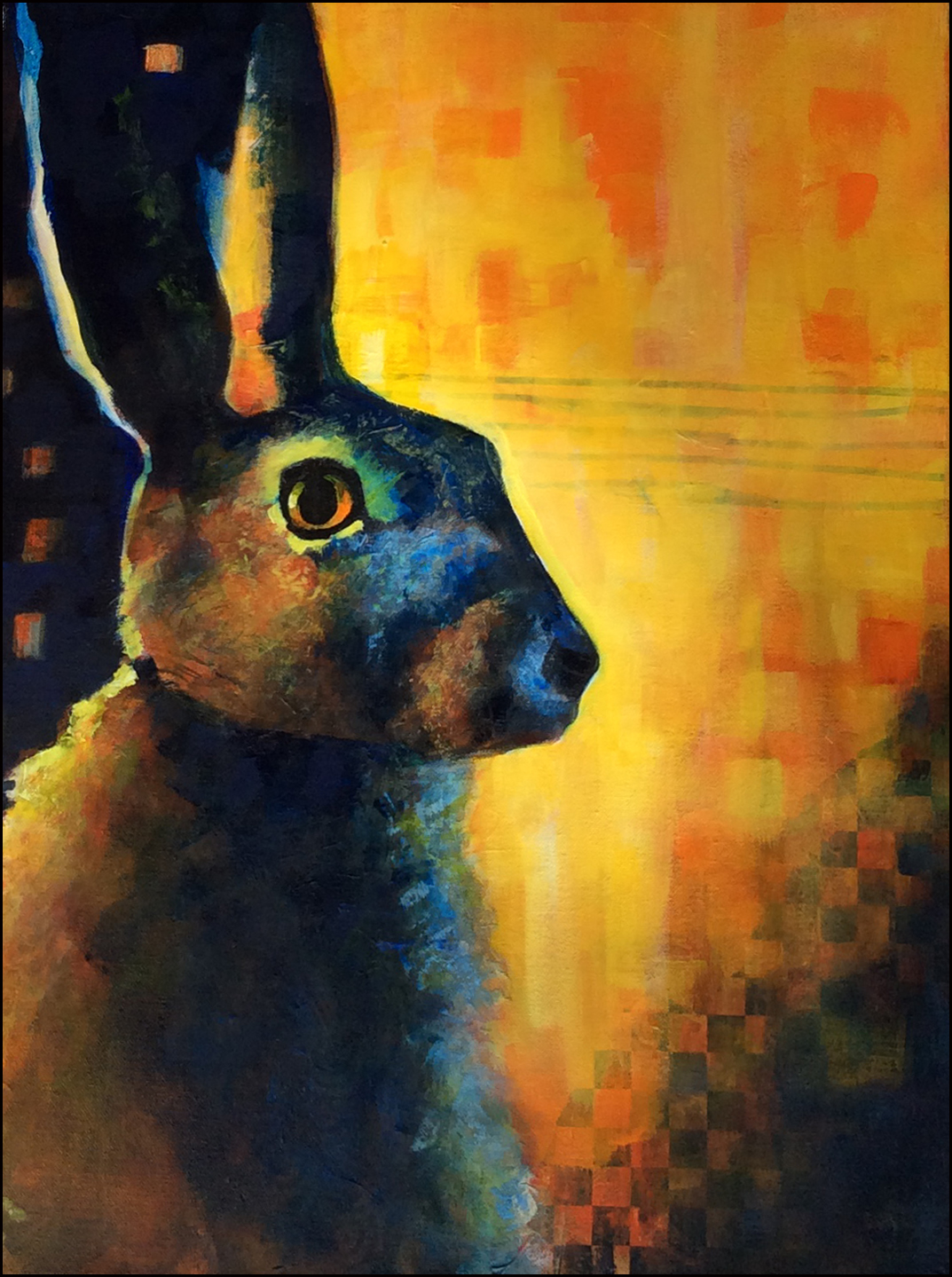 Checking for Pickle, painting by Phyllis Charles